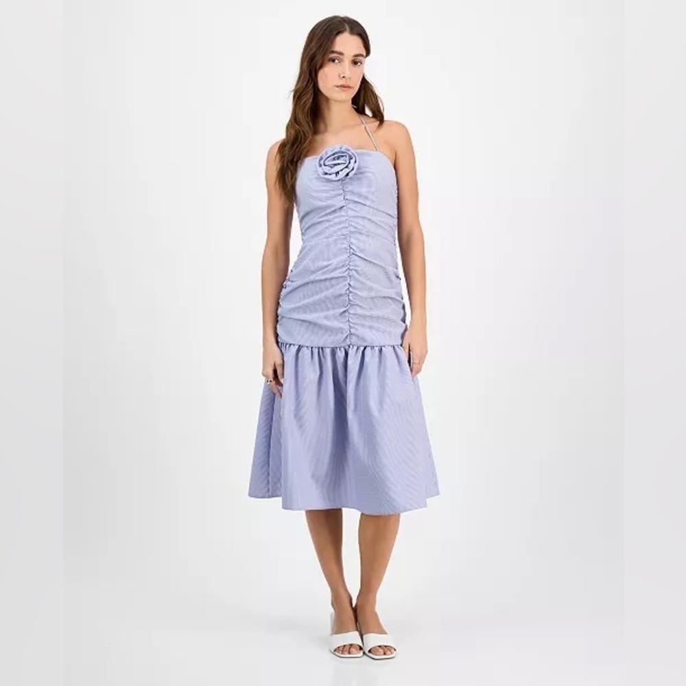 14th Place (G4) Juniors' Striped Rosette-Trim Dropped-Waist Dress NWT SIZE XL